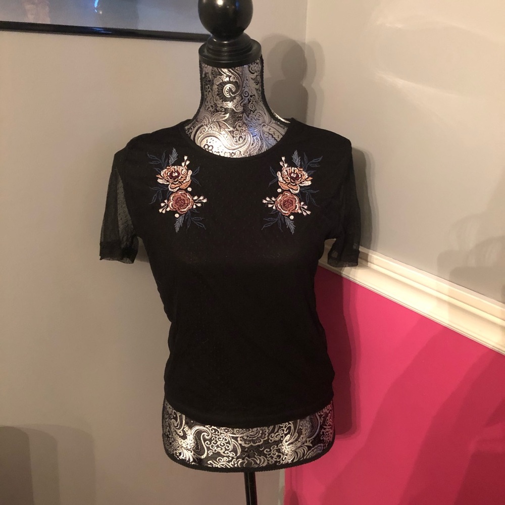 Embroidered Flower T Shirt